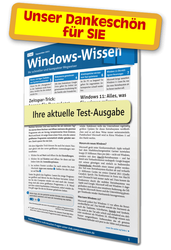 Fordern Sie jetzt Ihre aktuelle Test-Ausgabe als Geschenkprämie an!