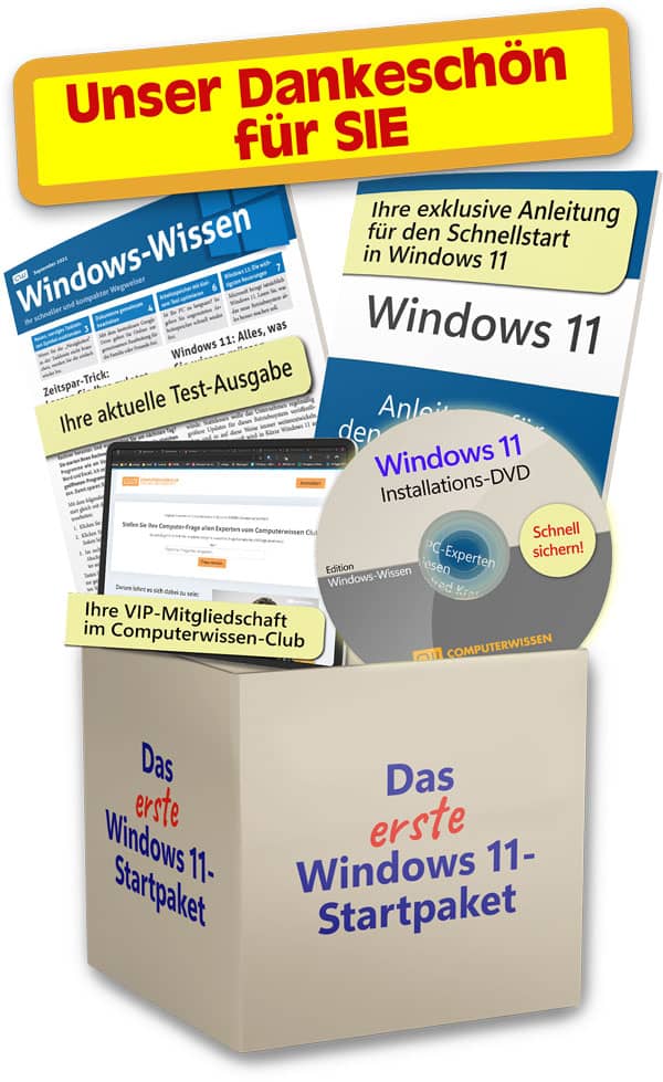 Holen Sie sich jetzt das Startpaket für Windows 11 als Geschenkprämie!